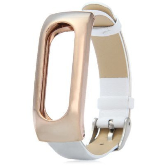 Ремінець Leather White for Xiaomi Mi Band