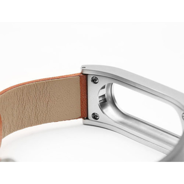 Ремінець для браслета Xiaomi Mi Band Leather Brown+Gold